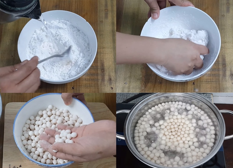 cách làm trân châu trắng giòn ngon bằng bột sắn dây 1