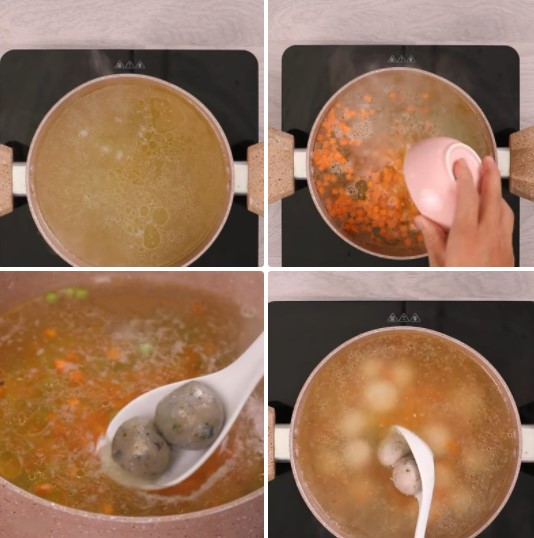 cách nấu súp rau củ phô mai 4