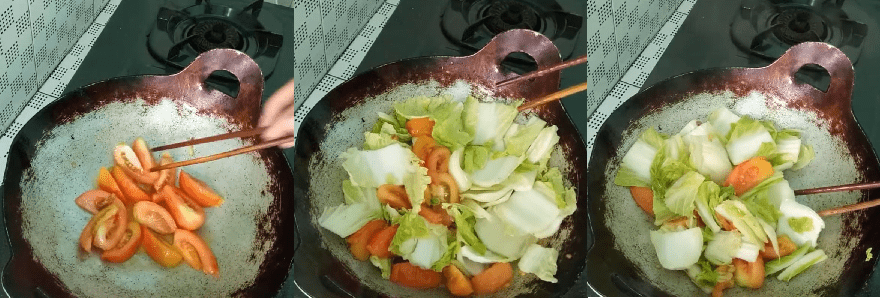 cách làm cải thảo xào cà chua