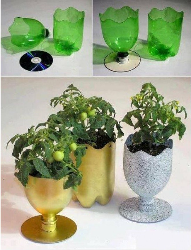 3. cách làm chậu hoa từ chai nhựa
