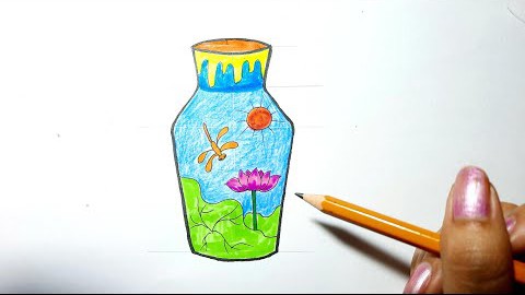 cách vẽ chậu hoa 3