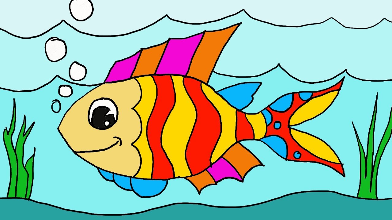 Tranh tô màu con cá đẹp dễ thương nhất cho bé tập tô