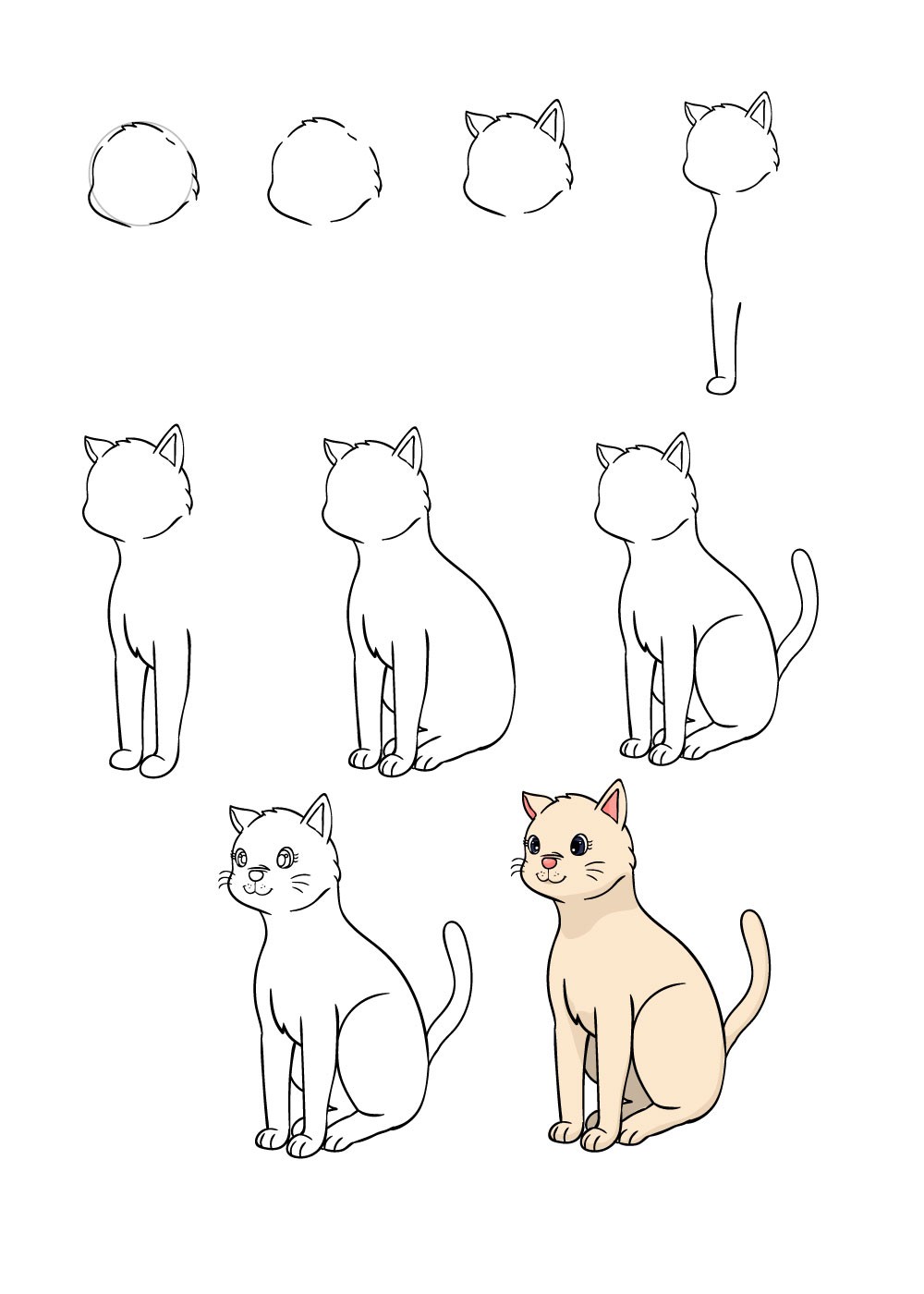 cách vẽ con mèo 13