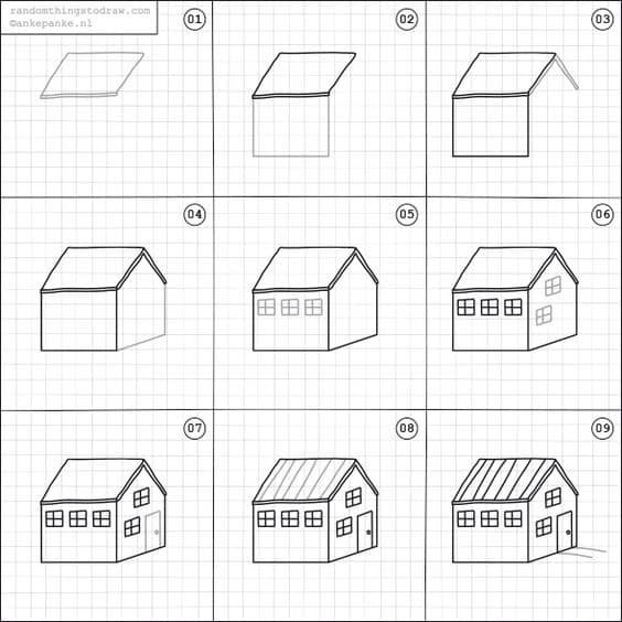 cách vẽ ngôi nhà 4