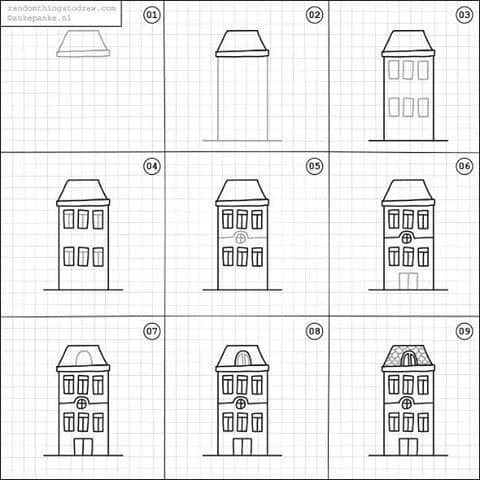 cách vẽ ngôi nhà 6