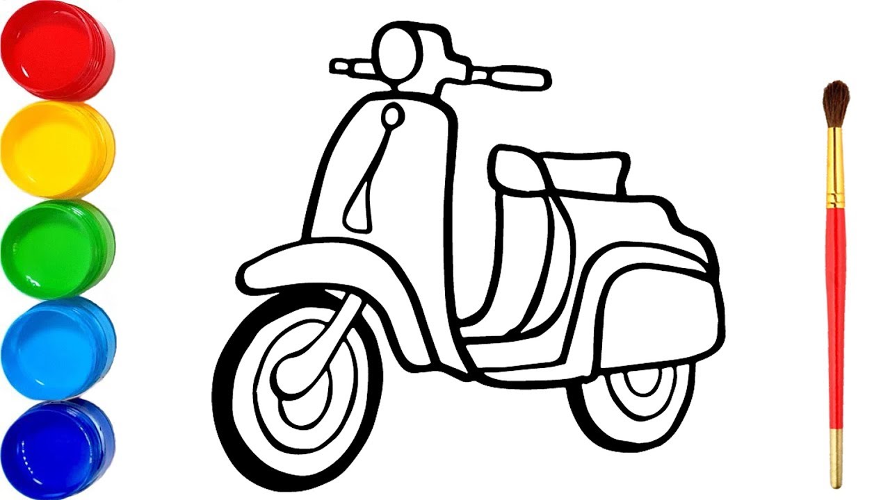 Cách vẽ xe máy đơn giản nhất có người ngồi [Những mẫu vẽ xe máy]