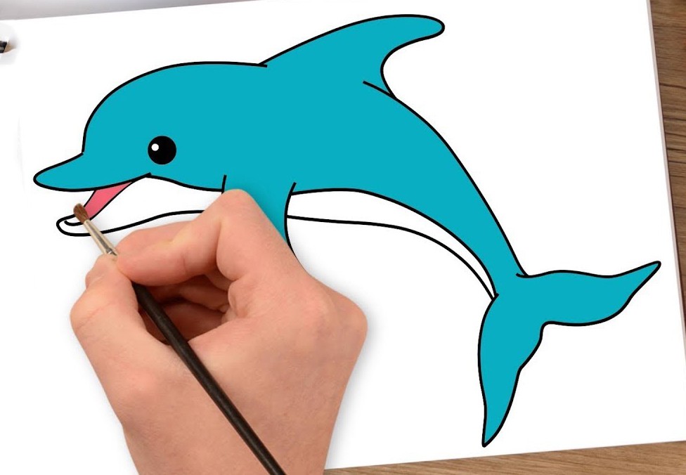 vẽ con cá heo 1