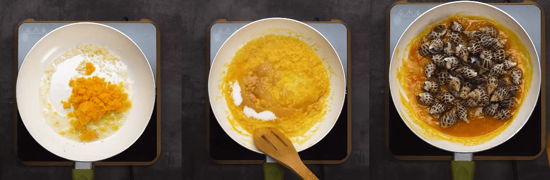 cách làm ốc xào trứng muối