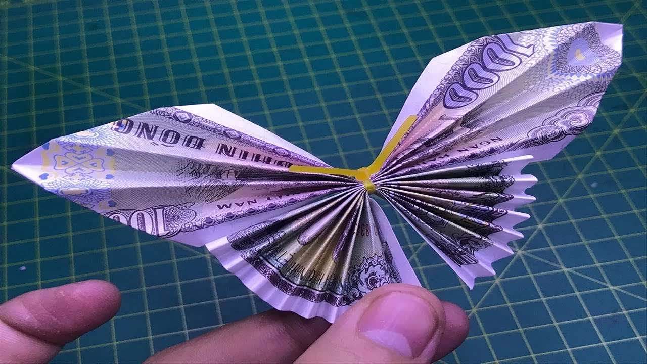 Cách gấp con bướm bằng tiền giấy