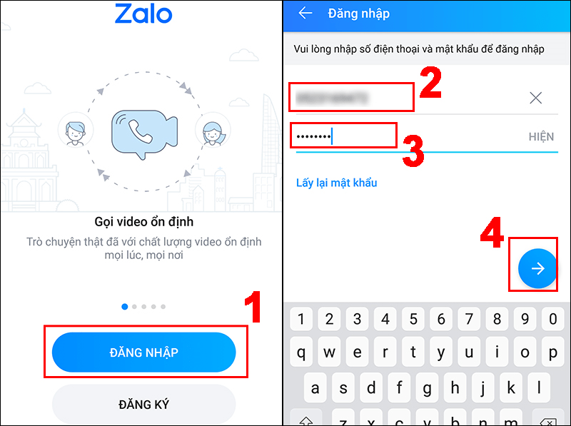 Cách đăng nhập tài khoản Zalo trên ứng dụng