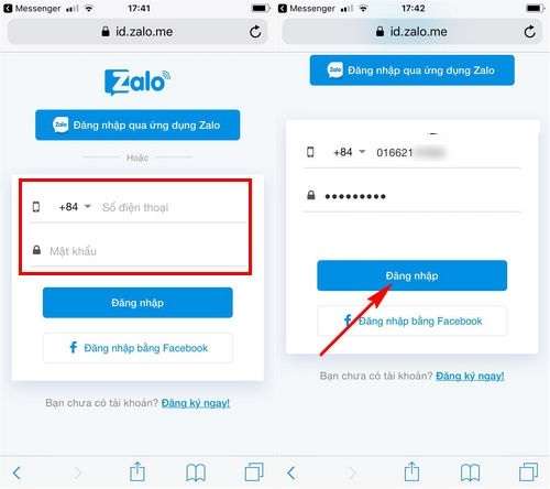 Đăng nhập tài khoản zalo trên điện thoại iPhone bằng Zalo web