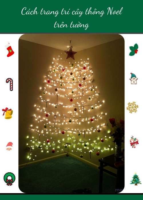 Cách trang trí cây thông Noel trên tường