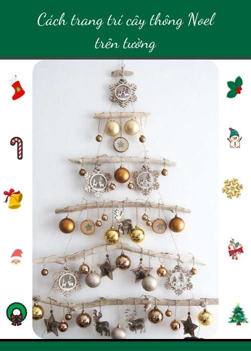 Cách trang trí cây thông Noel trên tường