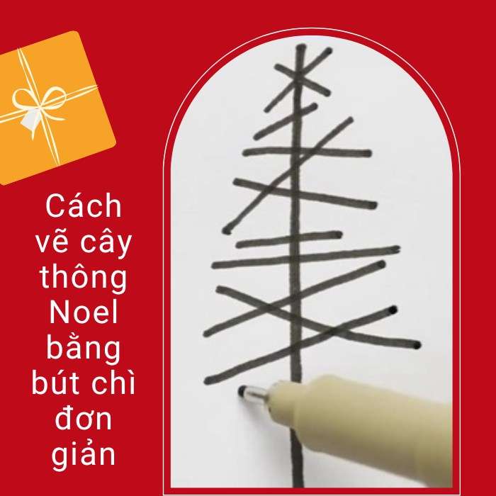 Cách vẽ cây thông Noel bằng bút chì đơn giản