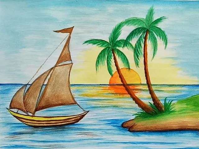 cách vẽ cây dừa 17