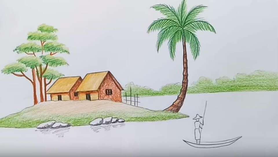 cách vẽ cây dừa 19