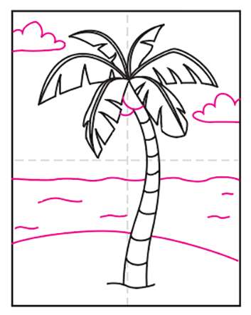 cách vẽ cây dừa 7