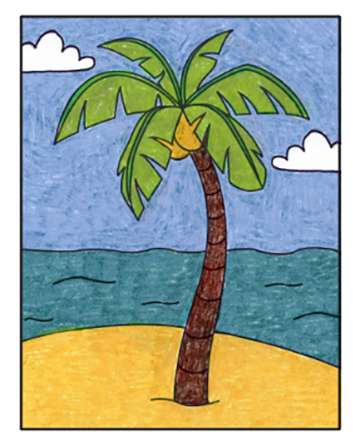 cách vẽ cây dừa 8