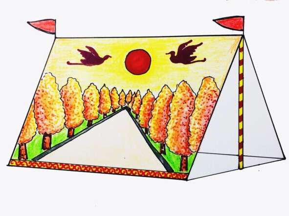 cách vẽ lều trại 9