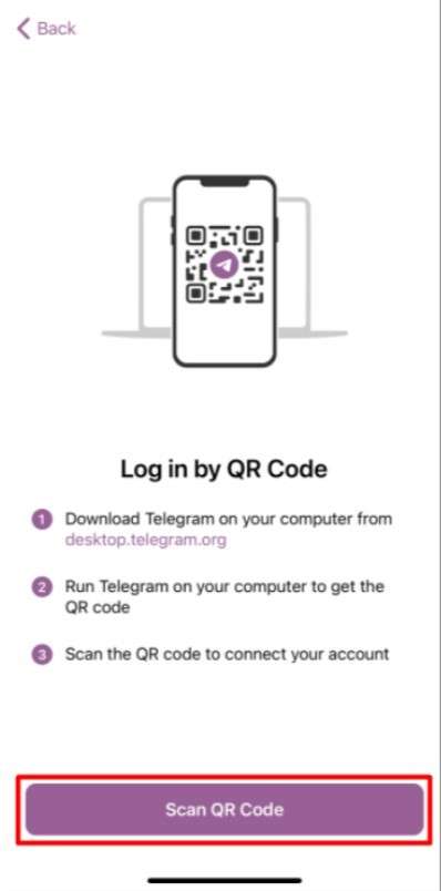 Đăng nhập Telegram web bằng mã QR