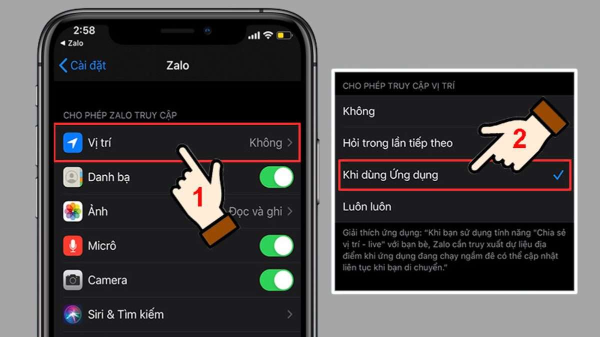 Cách chia sẻ vị trí trên Zalo bằng iPhone