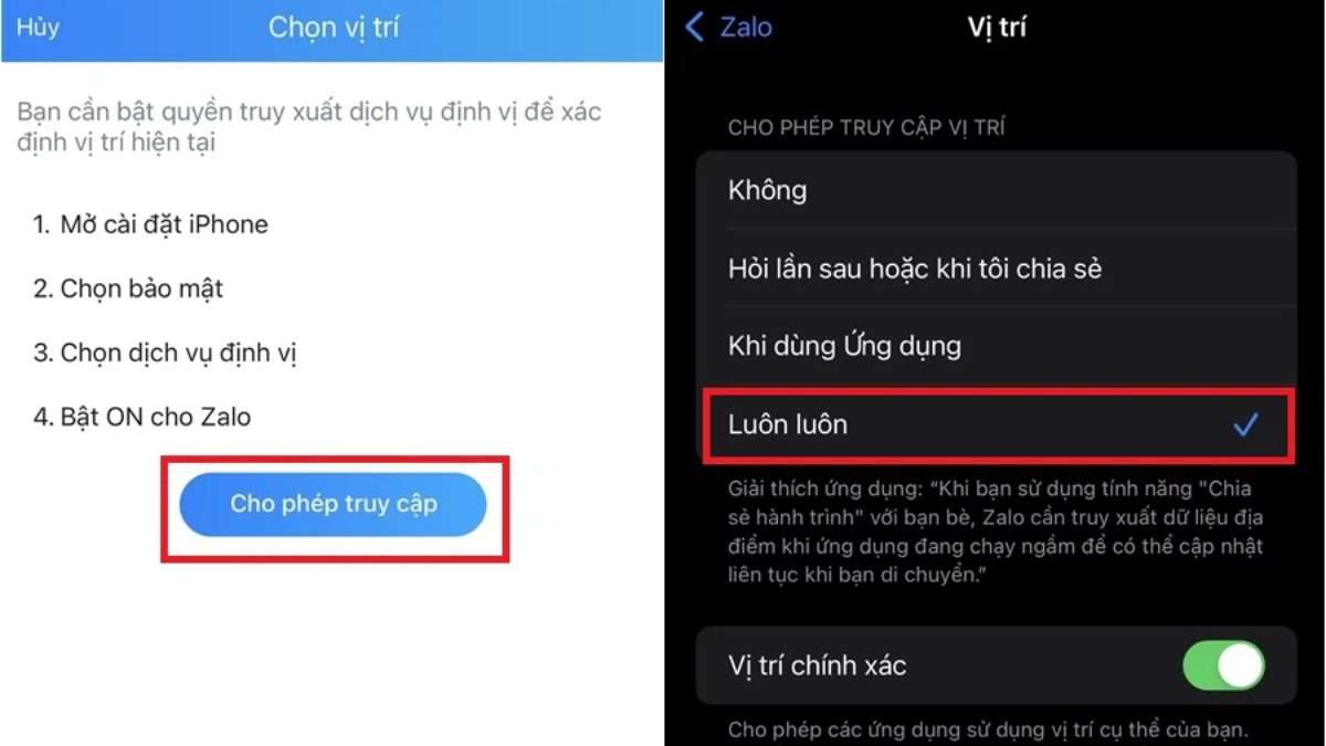 Cách chia sẻ vị trí trên Zalo điện thoại Android