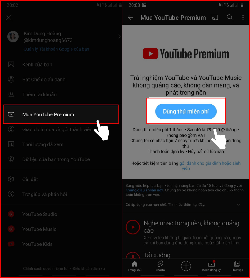 Cách đăng ký YouTube Premium trên điện thoại