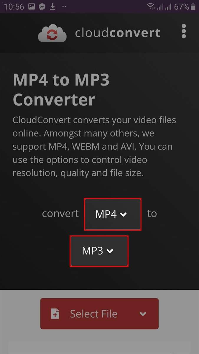 Đổi video TikTok sang MP3 bằng CloudConvert