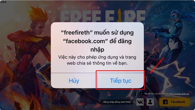 Cách đăng nhập Free Fire bằng tài khoản Facebook khác trên iPhone, iPad