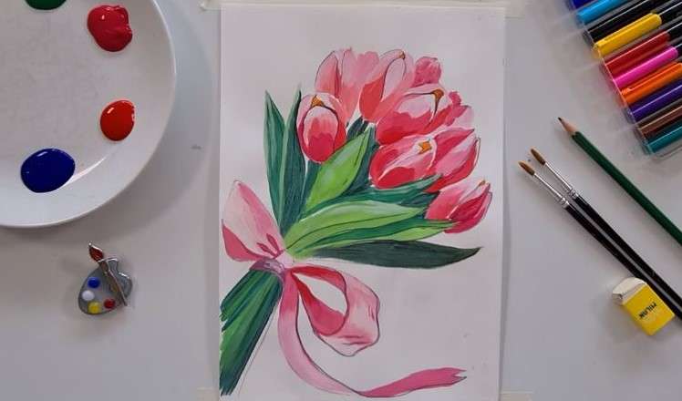 cách vẽ hoa tulip 11