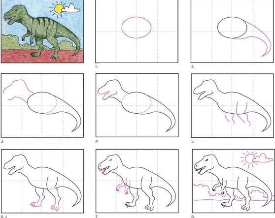 cách vẽ khủng long 10