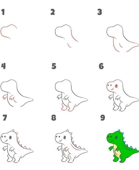 cách vẽ khủng long 11