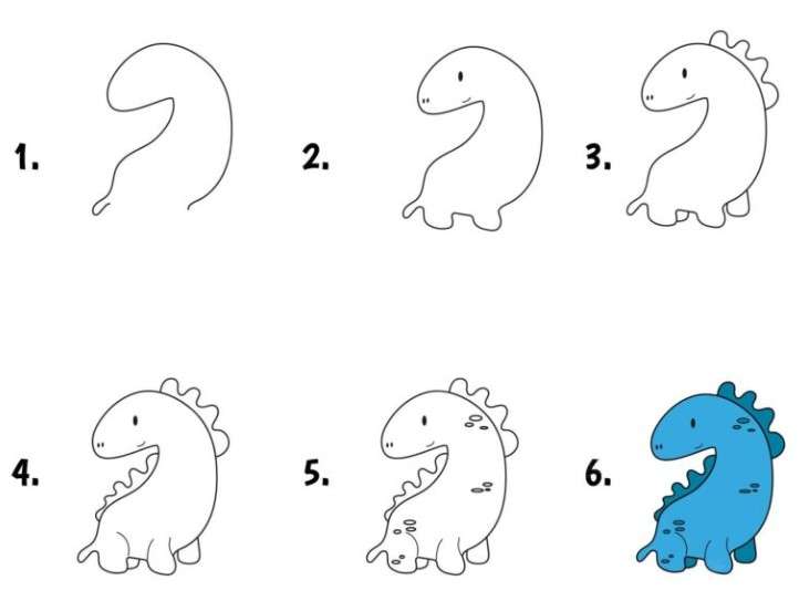 cách vẽ khủng long 13