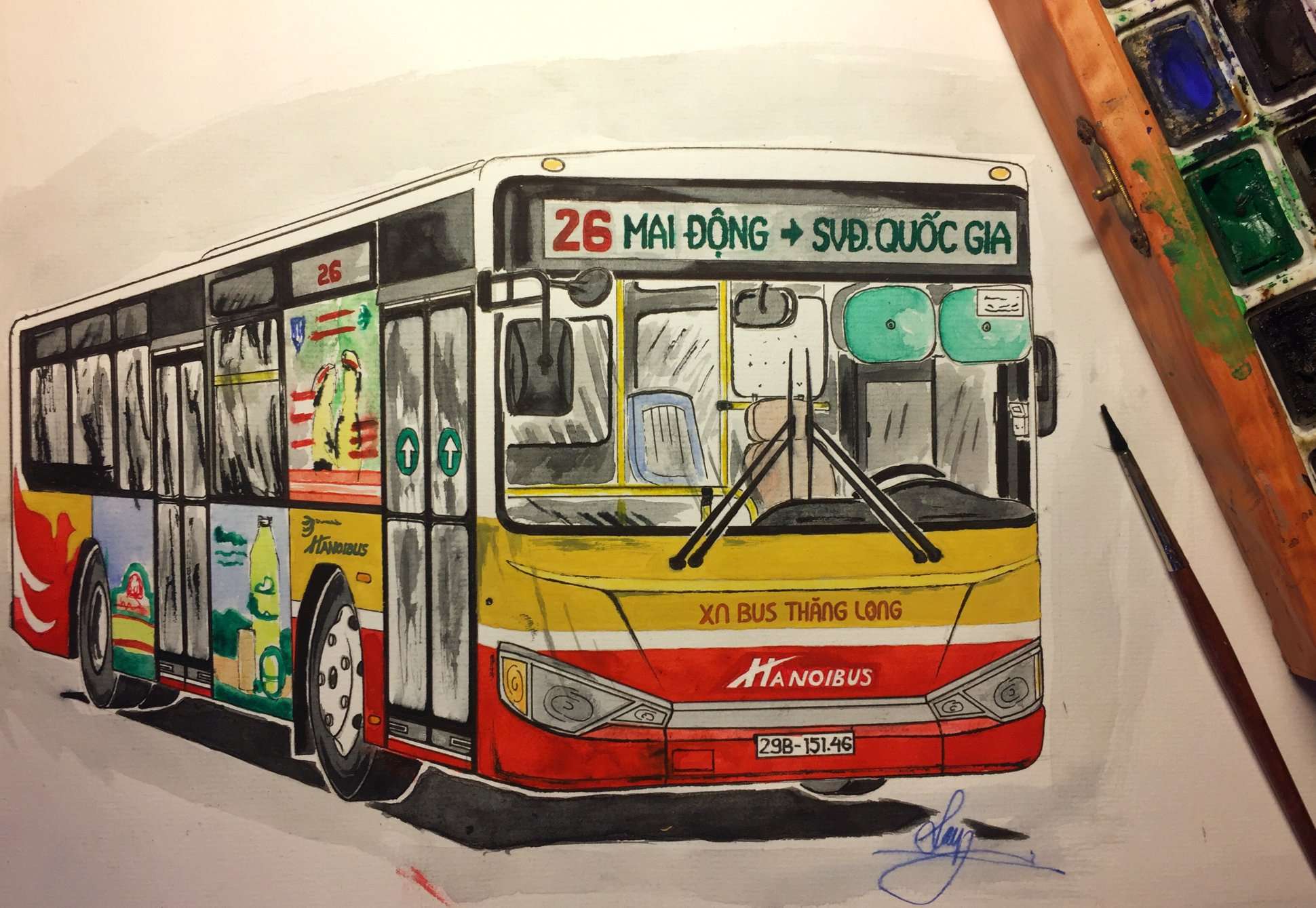 cách vẽ xe buýt 19